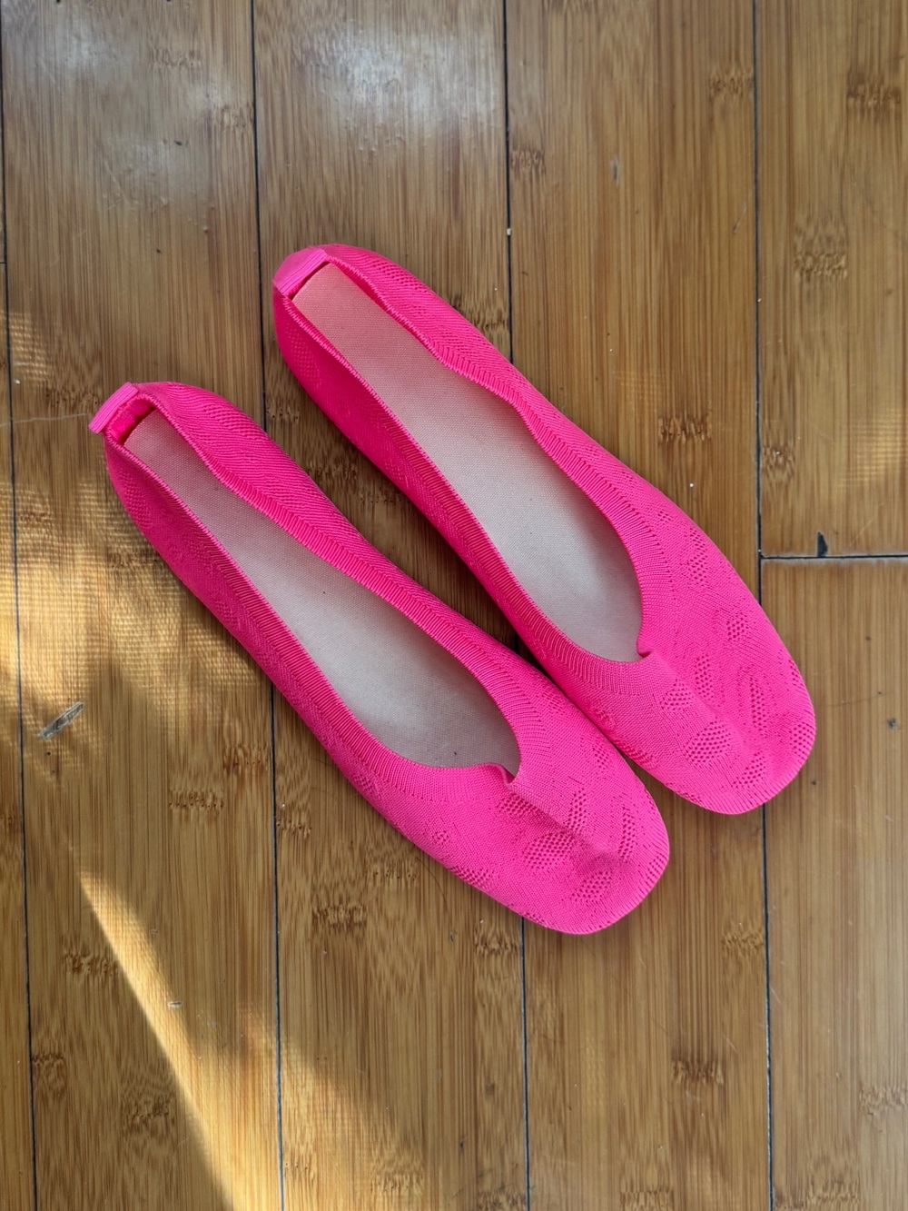 Vintage Bright Pink Knit Ballet Flats